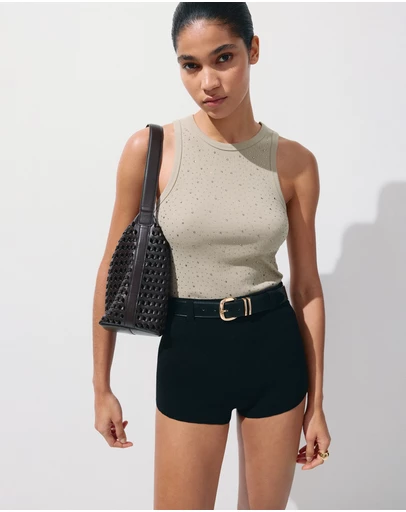 M.N.G - Wide Strap Glitter Top