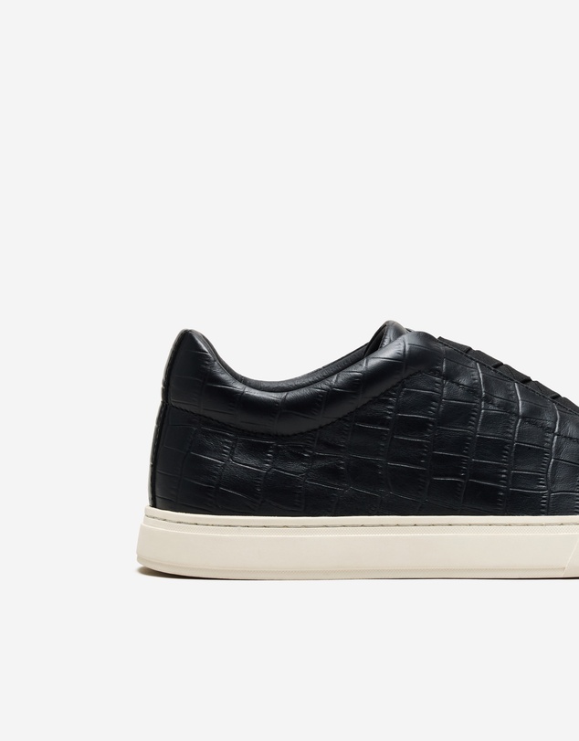 Calibre - Croc Embossed Leather Sneaker Black