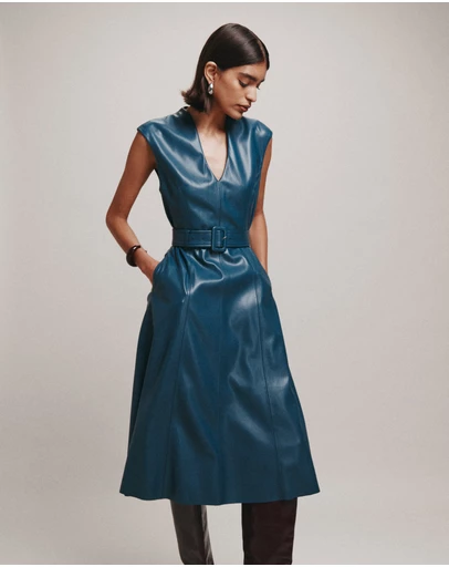 SABA - Viv Faux Leather Midi Dress