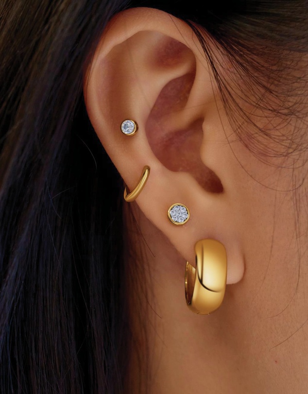 Ania Haie - Gold Small Pave Disc Stud Earrings