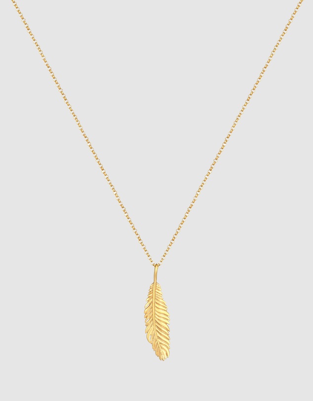 Kuzzoi - ICONIC EXCLUSIVE - Feather Pendant Necklace in Gold-Plated 925 Sterling Silver