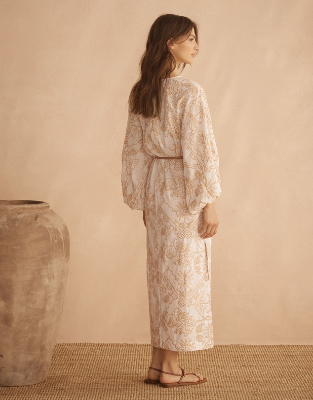 AUR OCEA - Embroidered Billow Sleeve Tunic Dress