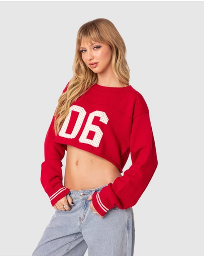 EDIKTED - Varsity Cropped Sweater