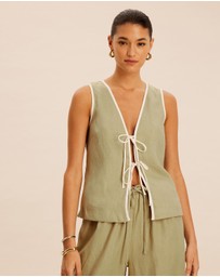 AERE - Sloane Linen Tie Top