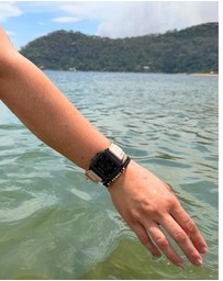 Maxum - Raglan Tide Watch – Black Case, Black Dial & Beige Silicone Strap