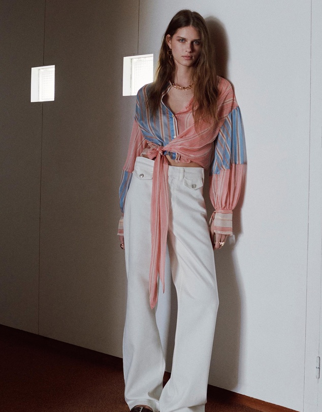 M.N.G - Striped Blouse with Tie Fastening