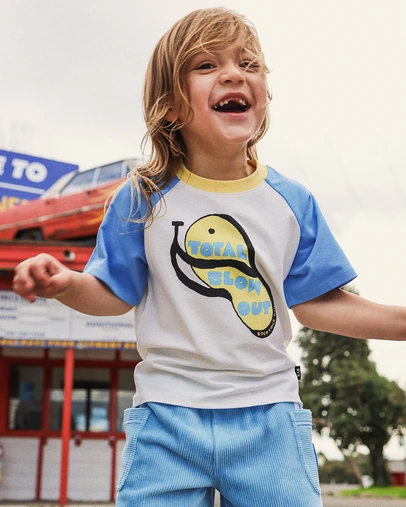 Rock Your Kid - Leo Raglan Tee in Coastal Blue
