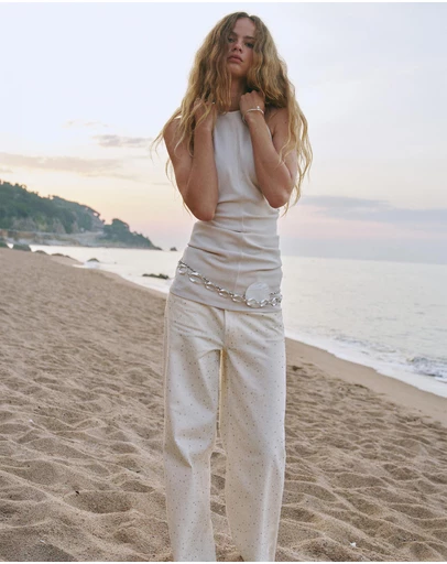 M.N.G - Wide Leg Jeans with Rhinestones