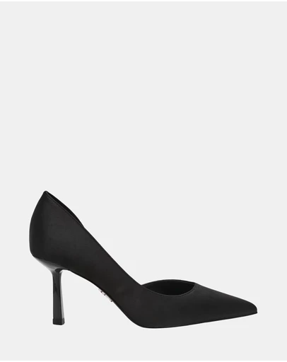 Steve Madden - Vena Black Satin Heels