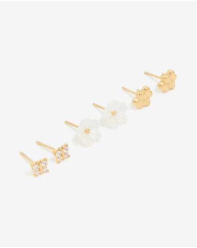 Lovisa - Waterproof Gold Plated Stainless Steel Garden Party Earrings 3-Pack