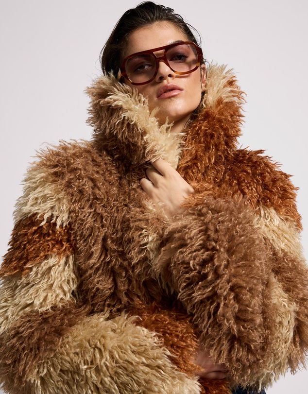 ONE TEASPOON - Mongolian Cropped Faux Fur Jacket