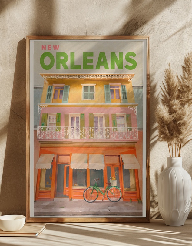 Olive et Oriel - New Orleans Louisiana Vintage Travel Poster by The Whiskey Ginger Art Print