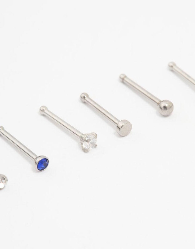 Lovisa - Surgical Steel Heart & Diamante Nose Stud 6-Pack