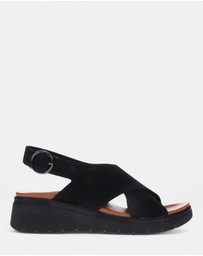 Mia Vita - Celia Wedge Sandal - Black/Black
