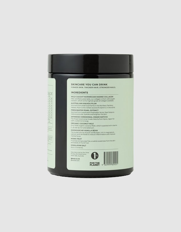 Par Olive - Marine Collagen Superpowder (Ceremonial Grade Matcha) Jar