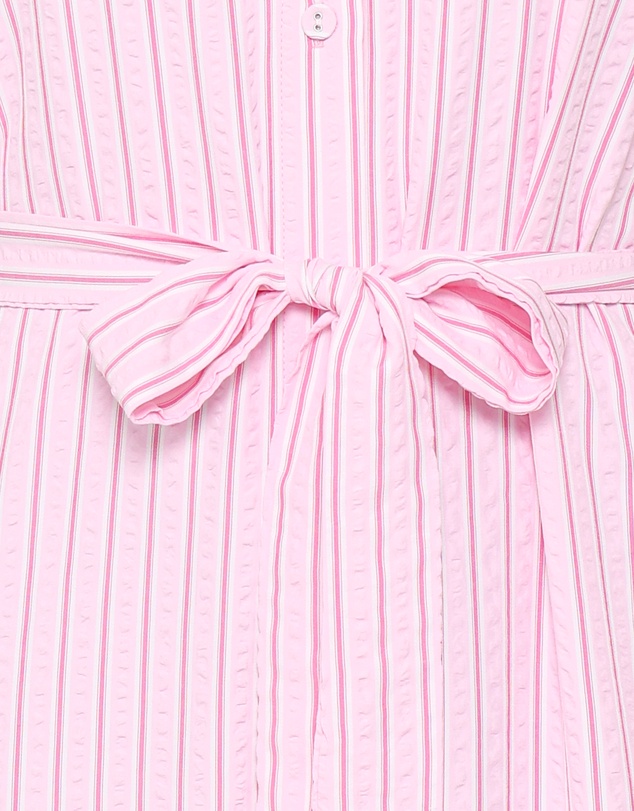Petal & Pup - James Button Through Maxi Dress - Pink Stripe