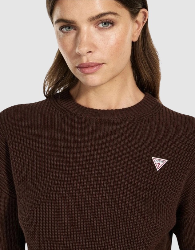 GUESS Jeans - GUESS JEANS Long Sleeve Crew Neck Mini Triangle Sweater