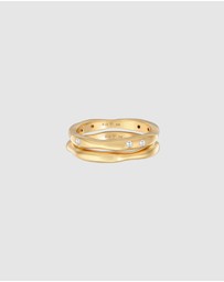 Elli Jewelry - Ring Band Set of 2 Basic Zirconia Crystals in 925 Sterling Silver Gold Plated