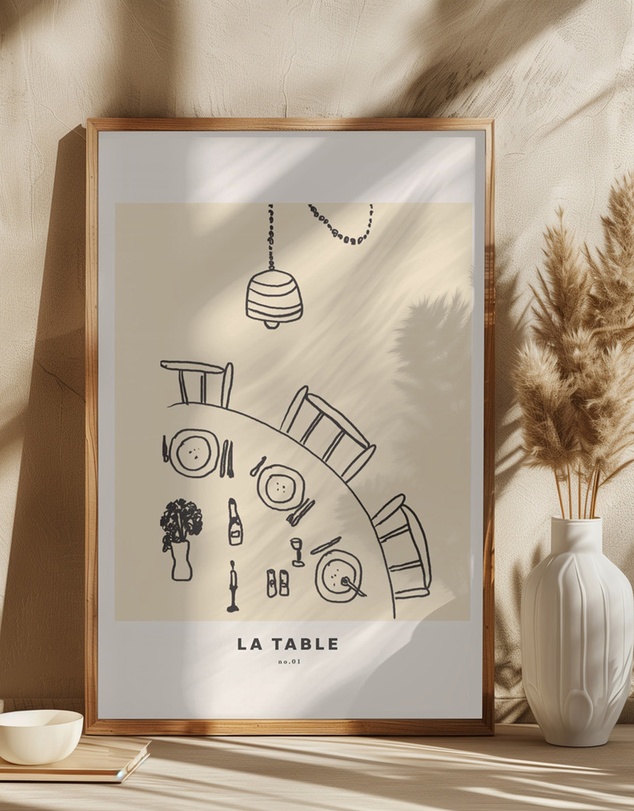 Olive et Oriel - LA Table by Treechild Art Print