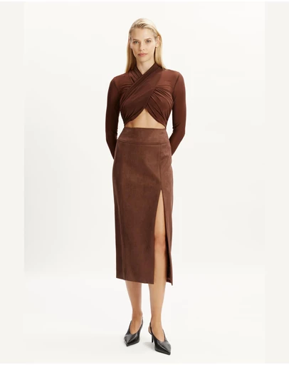 Bardot - Dante Vegan Suede Midi Skirt