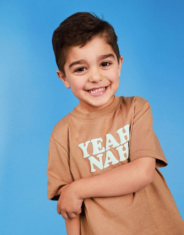 Skwosh - Yeah Nah Kids Slang Tee in Mocha