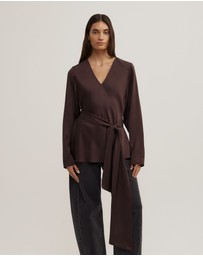 Witchery - Long Sleeve V-neck Scarf Top