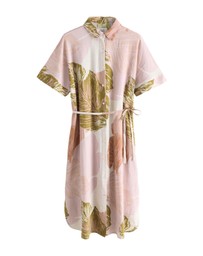 NEXT - Short Sleeve Tie Waist Midi Shirt Dress with Linen
