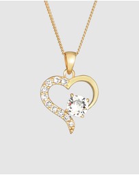 Elli Jewelry - Necklace Heart Pendant Sparkling Love with Crystals in 925 Sterling Silver Gold Plated