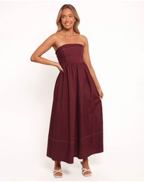 Petal & Pup - Lyanna Strapless Midi Dress - Cherry