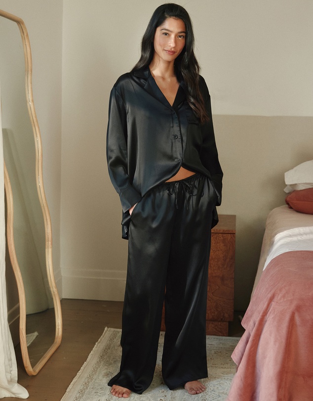 Papinelle - Audrey Mulberry Silk Boyfriend Shirt