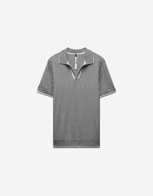 Calibre - Ribbed Technical Knit Stripe Polo Navy