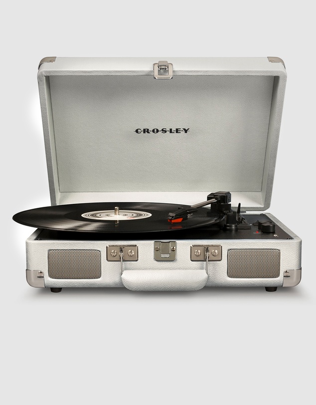Crosley - Crosley Cruiser Bluetooth Portable Turntable - White Sands + Gadhouse Vinyl Rack Bundle - Black