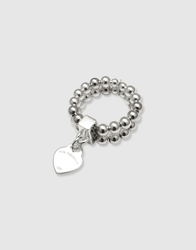 Von Treskow - 2-strand Stretchy Ring With VT Flat Heart