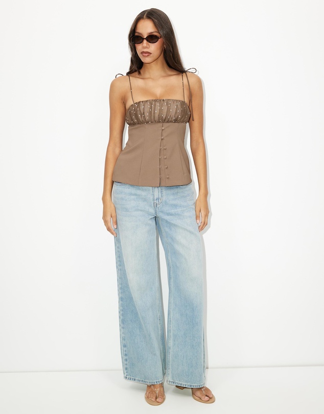 Dazie - Evie Polka Dot Tie Top