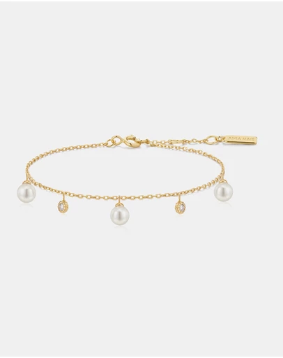 Ania Haie - Ania Haie Gold Shell Pearl & Sparkle Drop Station Bracelet