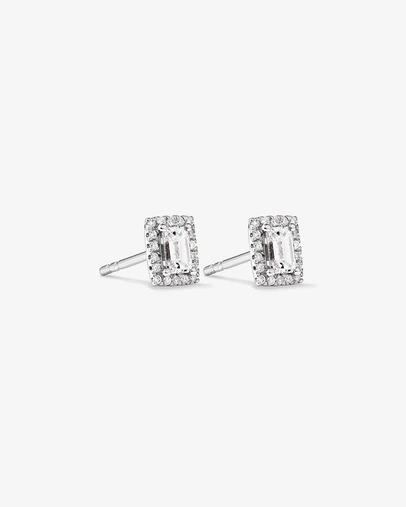 Michael Hill - 0.46 Carat TW Emerald Diamond Halo Stud Earrings in 10kt White Gold