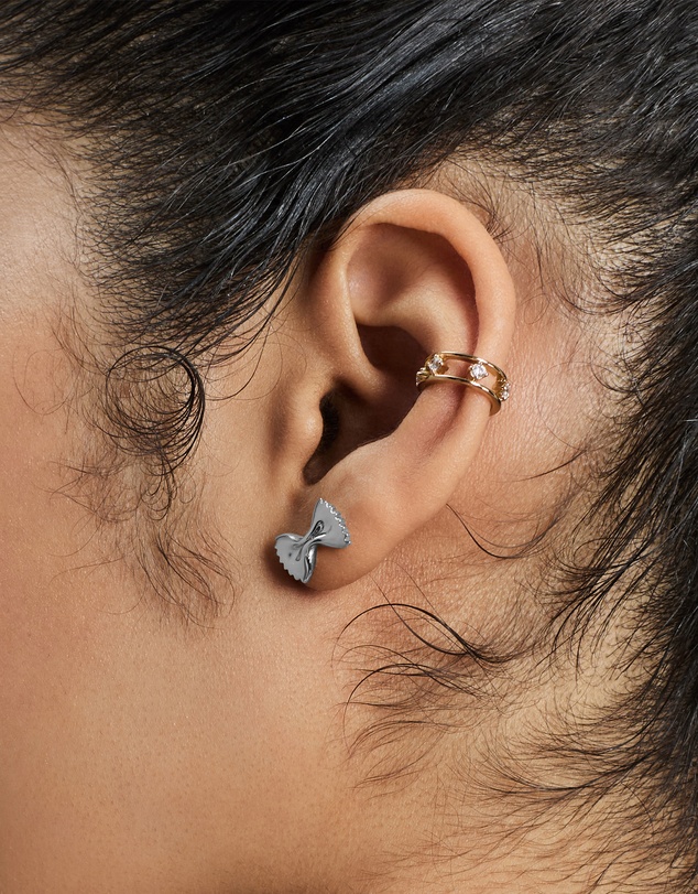 Wanderlust + Co - Bow Tie Pasta Silver Stud Earrings