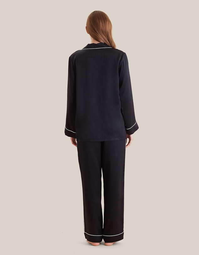 Papinelle - Sylvie Silk Piped Full Length PJ Set