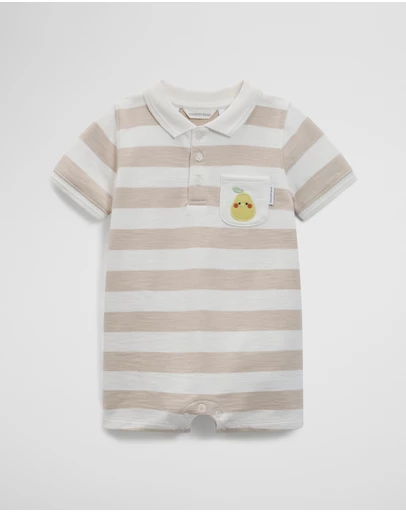 Country Road - Organically Grown Cotton Textured Polo Romper