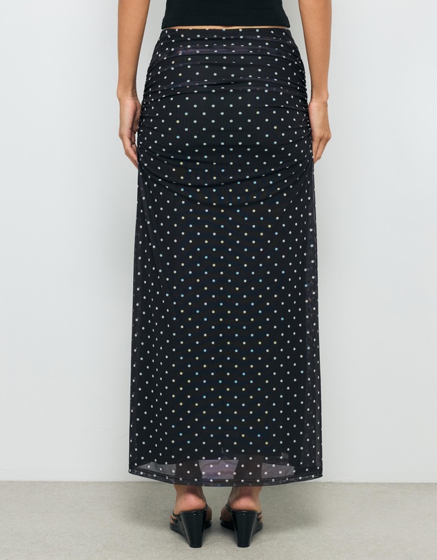AERE - Chloe Mesh Polka Dot Maxi Skirt