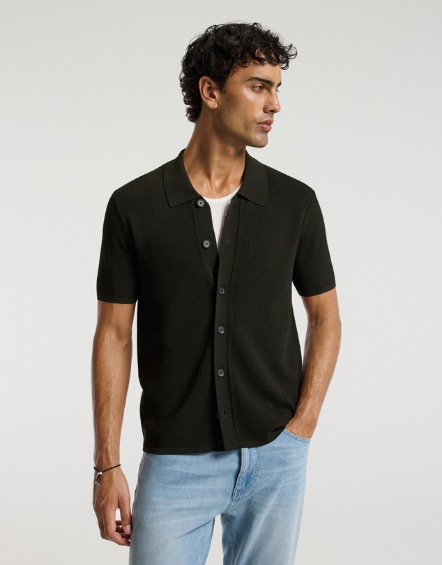 Calibre - Linear Rib Knit Shirt Dark Khaki