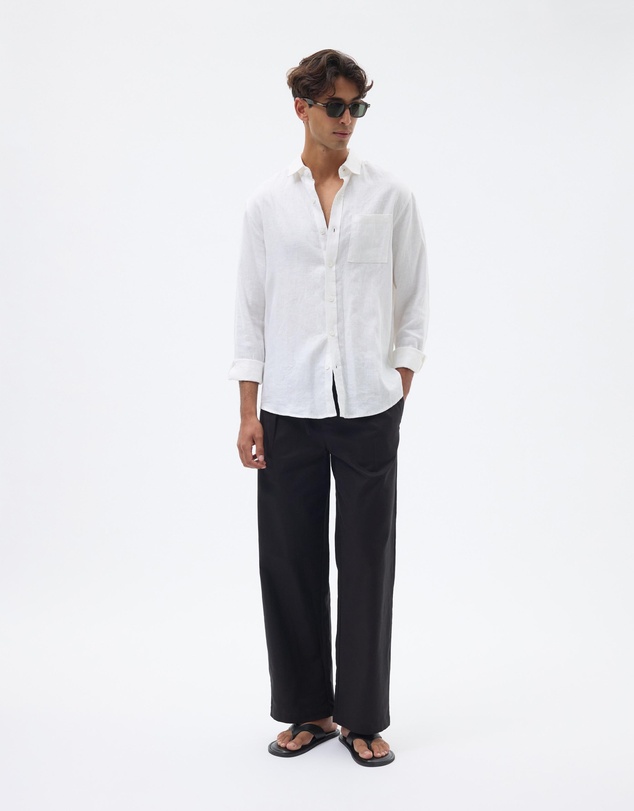 AERE - Linen Blend Tie Waist Relaxed Pants