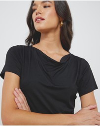 Atmos&Here - Drape Neck Bamboo Blend Top