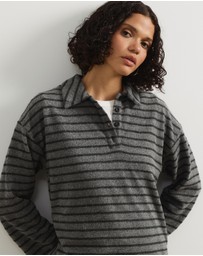 Atmos&Here - Mirabel Long Sleeve Jersey Polo Top