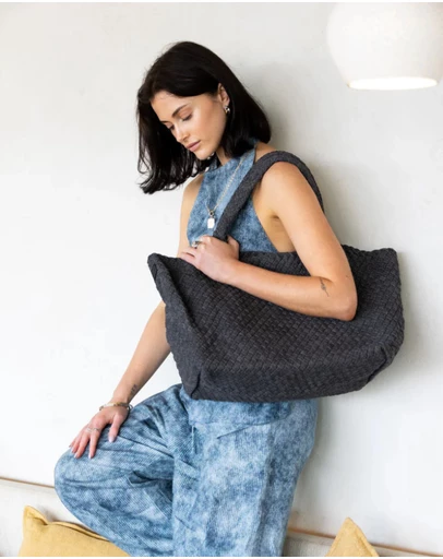 Chuchka - Woven Neoprene X-Large Tote - Black Denim
