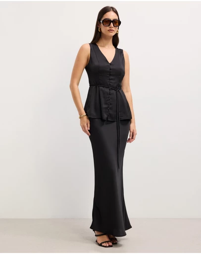 The Fated - Charlie Satin Midi Skirt