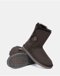 EVERAU - Australian Shepherd Ugg Short Button Sheepskin Upper UGG Boots