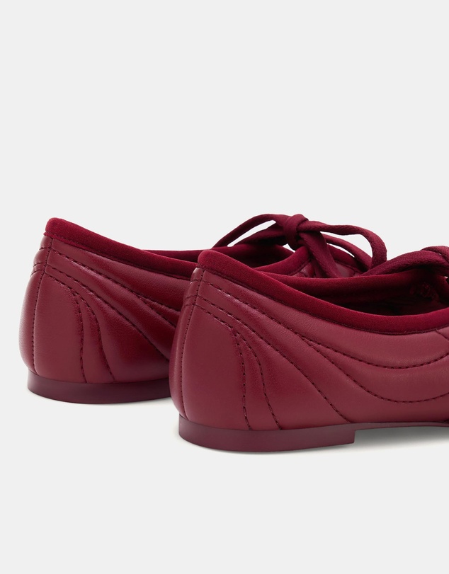 JW PEI - Erika Topstitching Lace-up Ballet Flats