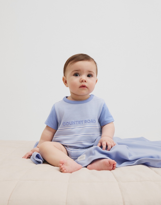 Country Road - Organically Grown Cotton Stripe Logo T-shirt Bodysuit