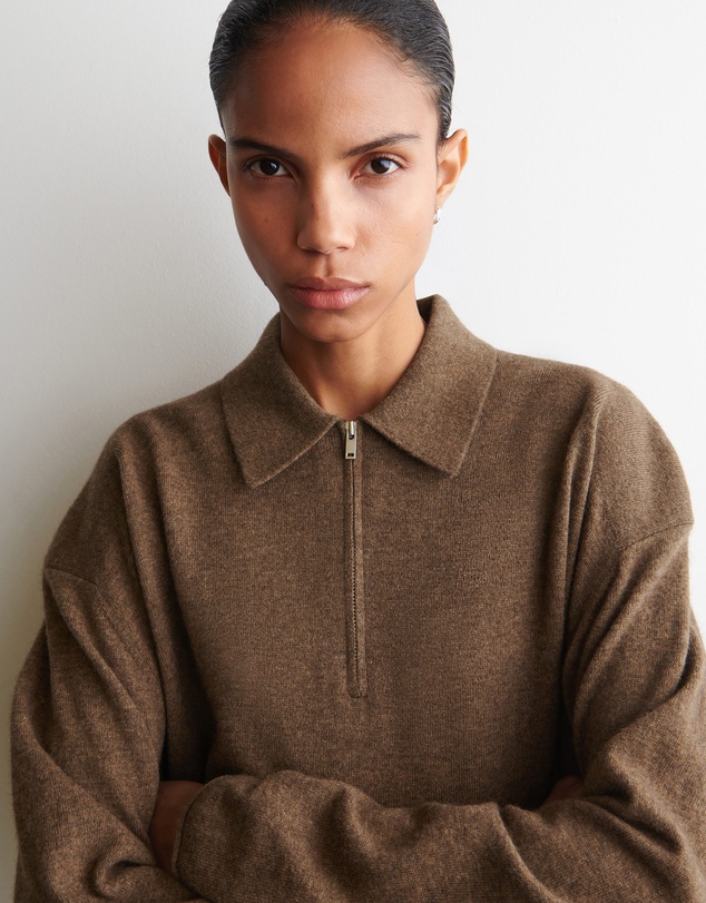 COS - Merino Wool-Yak Zip-Up Polo Shirt